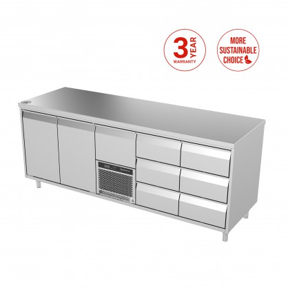 Cooling Counter with 7 Drawers and 2 Doors, -5 ... +8 °C